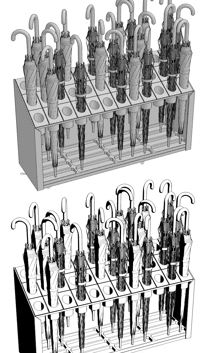 Umbrella stands public Facility - CLIP STUDIO ASSETS