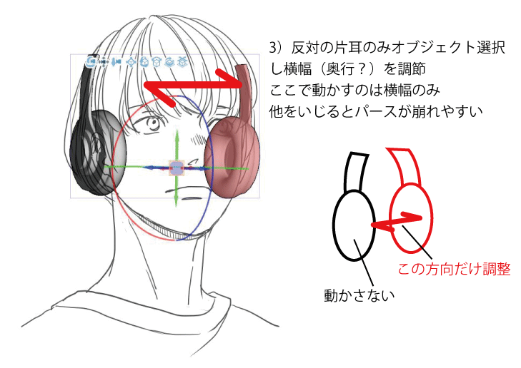 Headphones for line drawing with 3D human strength CLIP STUDIO