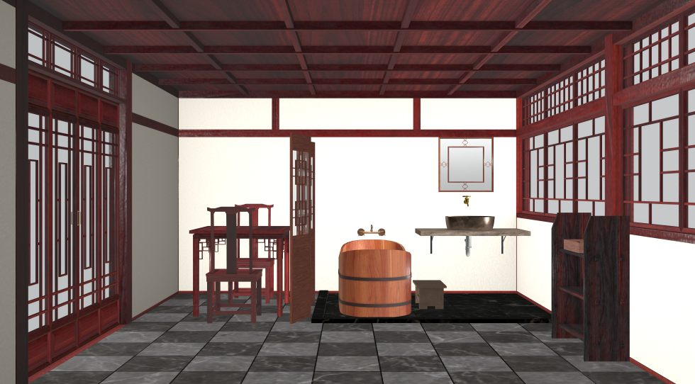 Chinese old house style room set Ver.03 - CLIP STUDIO ASSETS