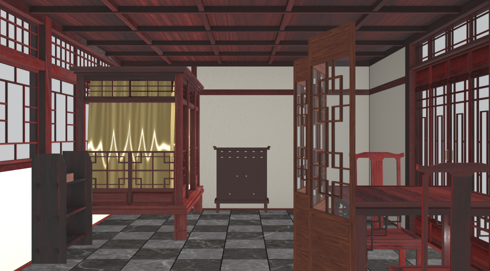 Chinese old house style room set Ver.03 - CLIP STUDIO ASSETS