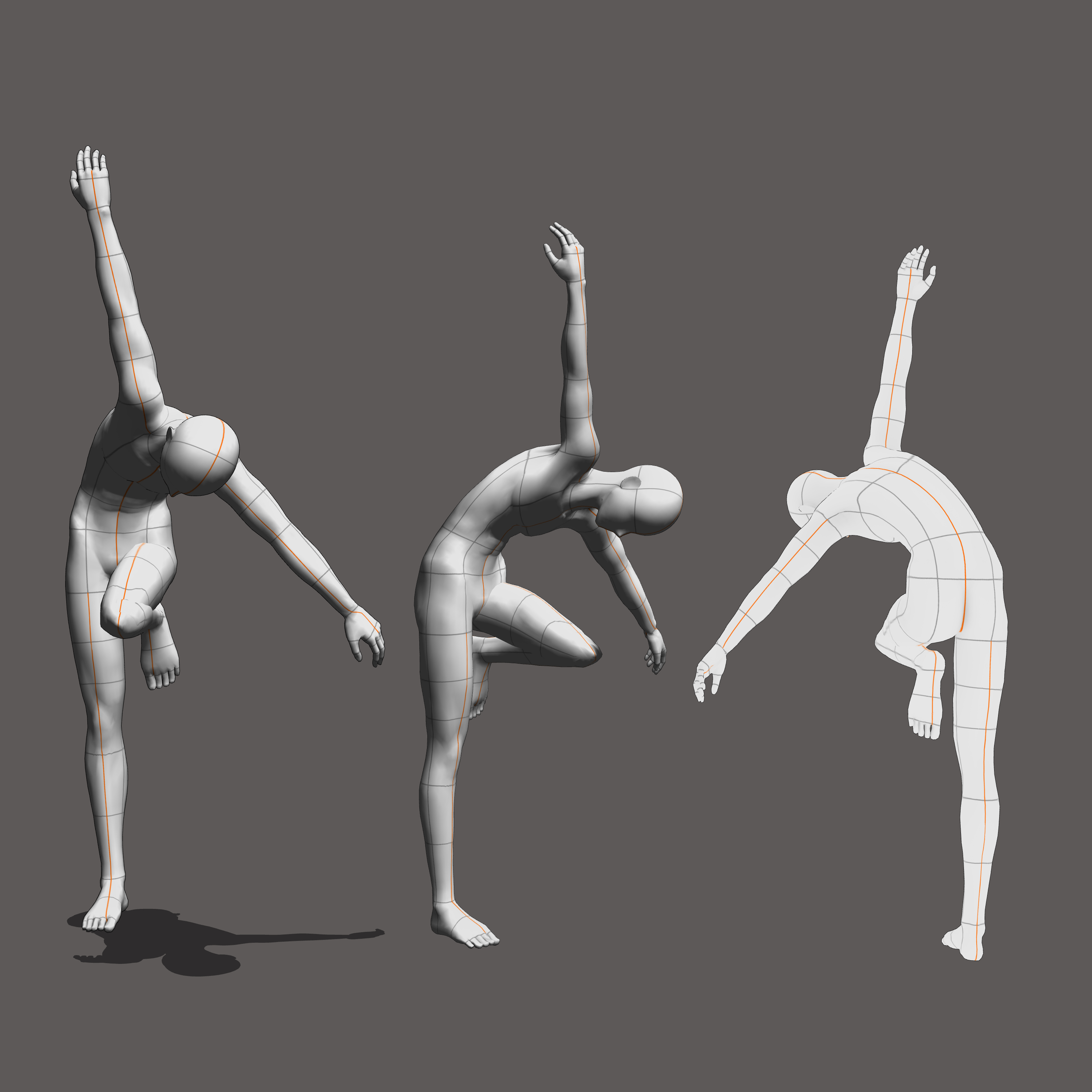 A wooden mannequin in a ballet pose, on it's base, on a white