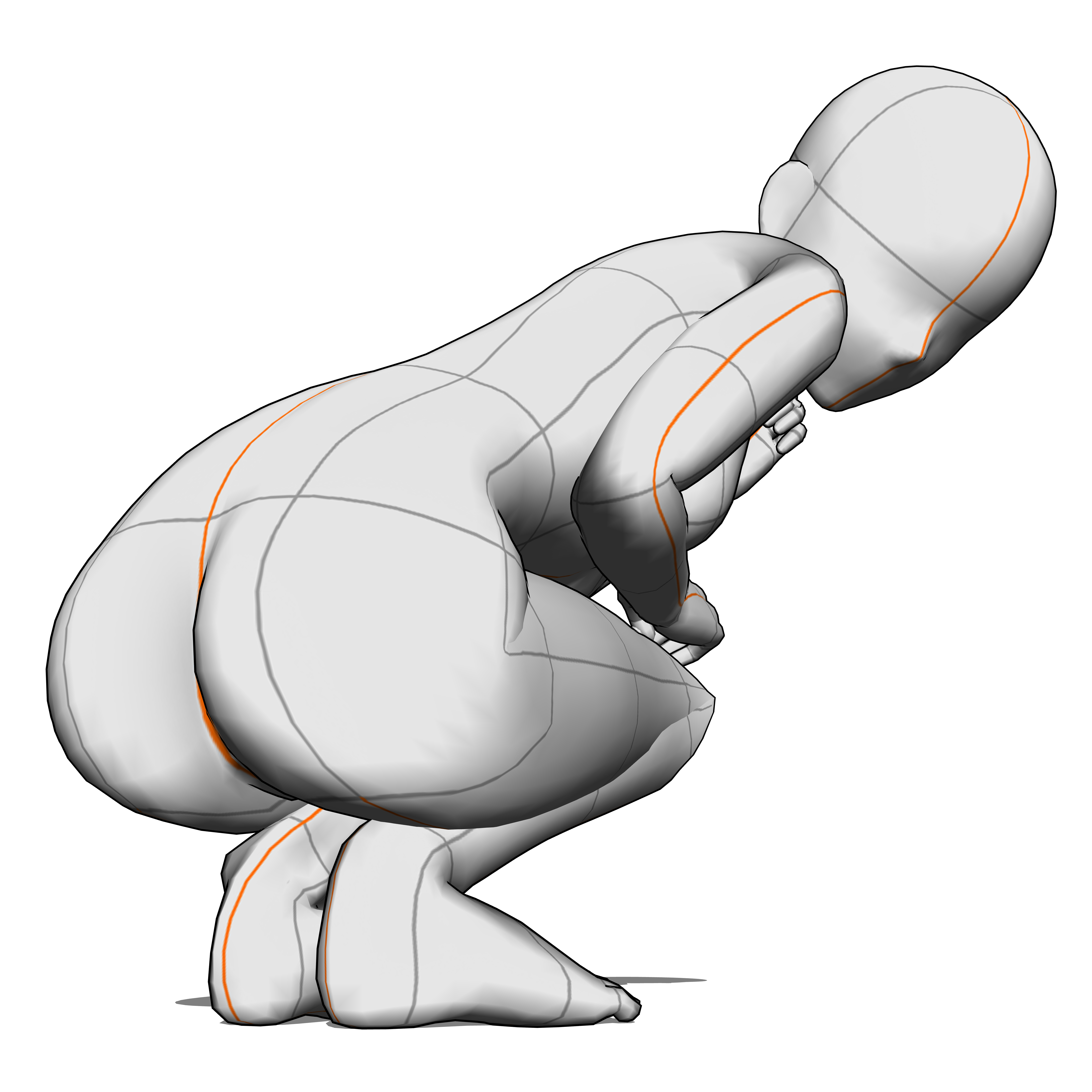 Turned butt pose to sit squatting - CLIP STUDIO ASSETS