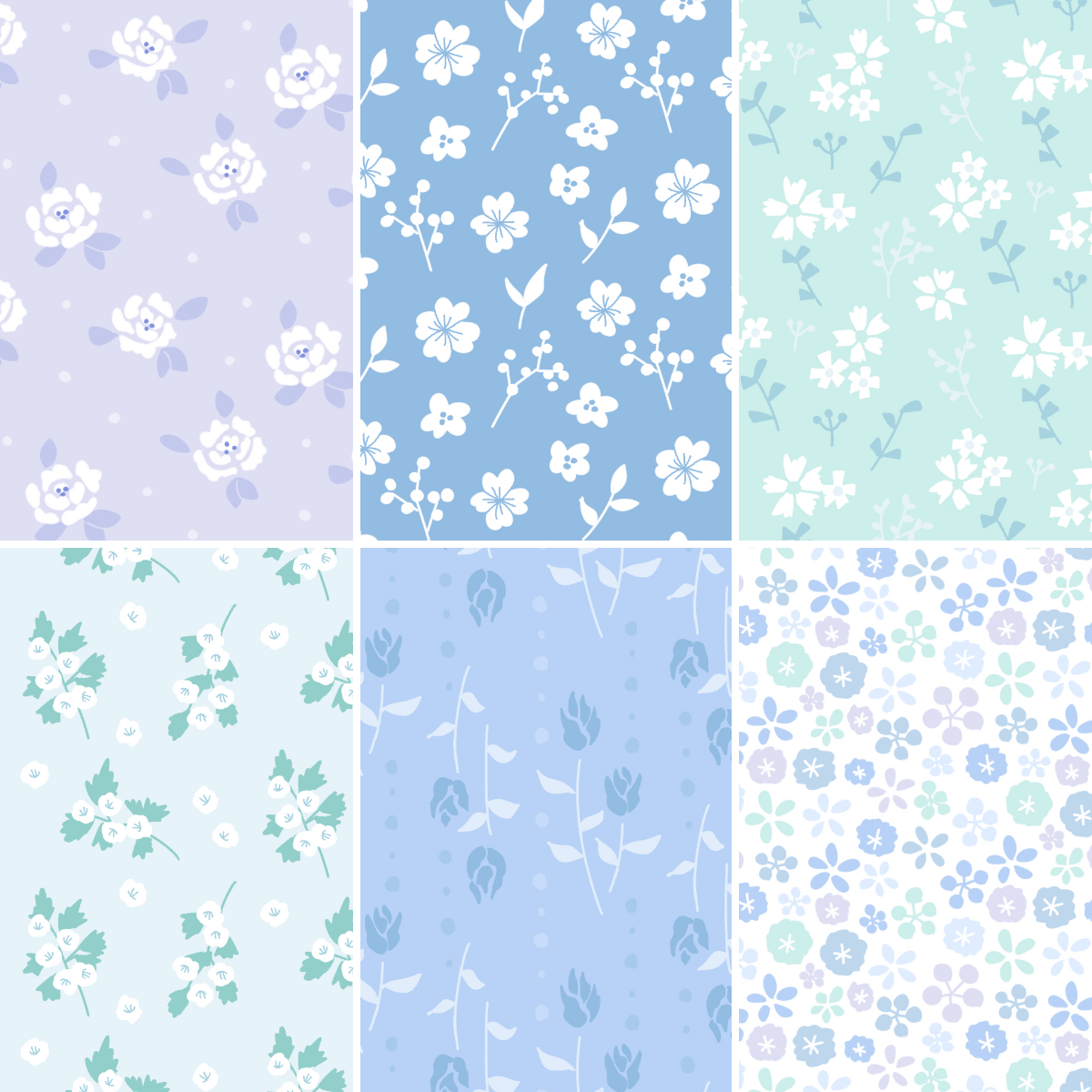 Blue Flower Pattern 2 - CLIP STUDIO ASSETS