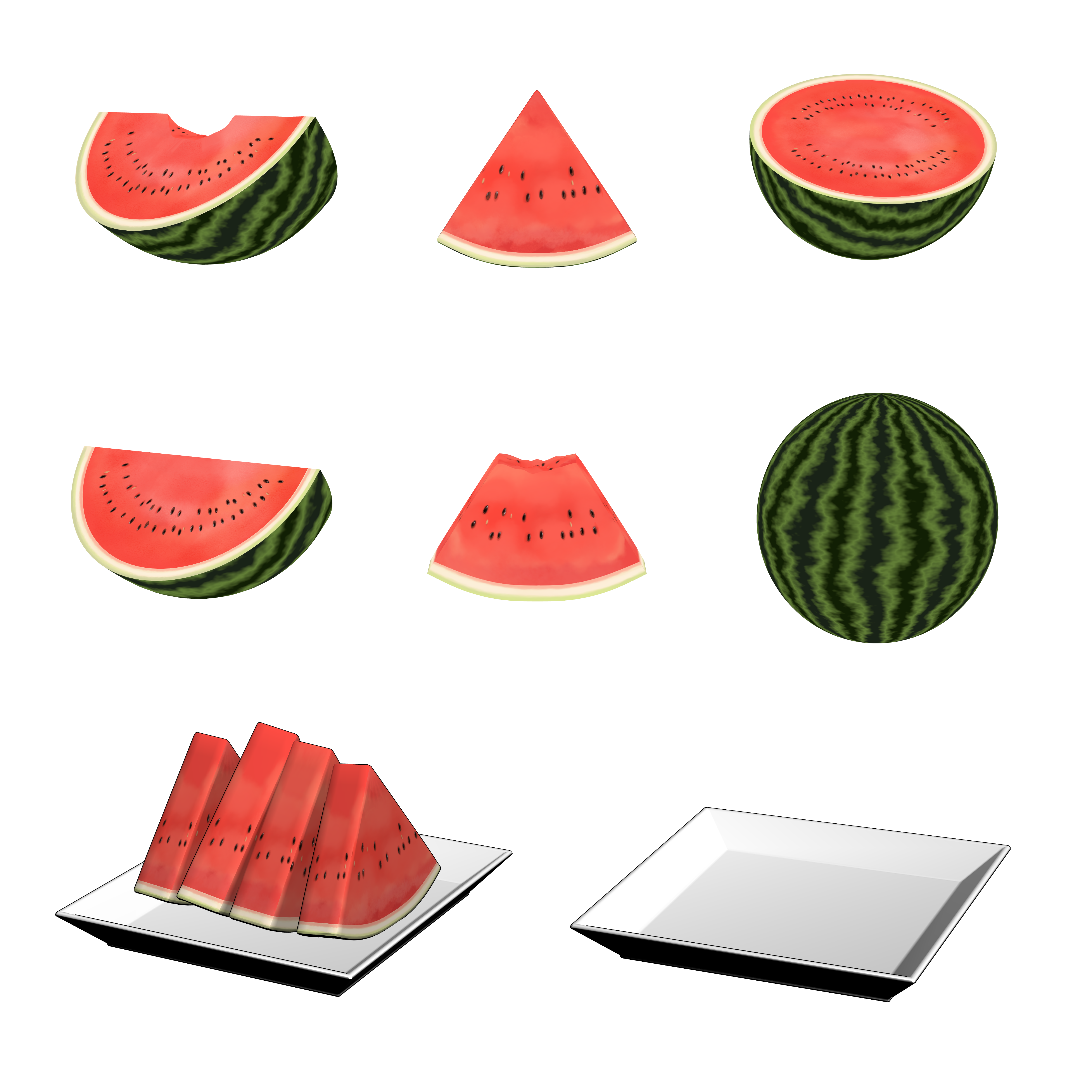 Half-eaten watermelon - CLIP STUDIO ASSETS