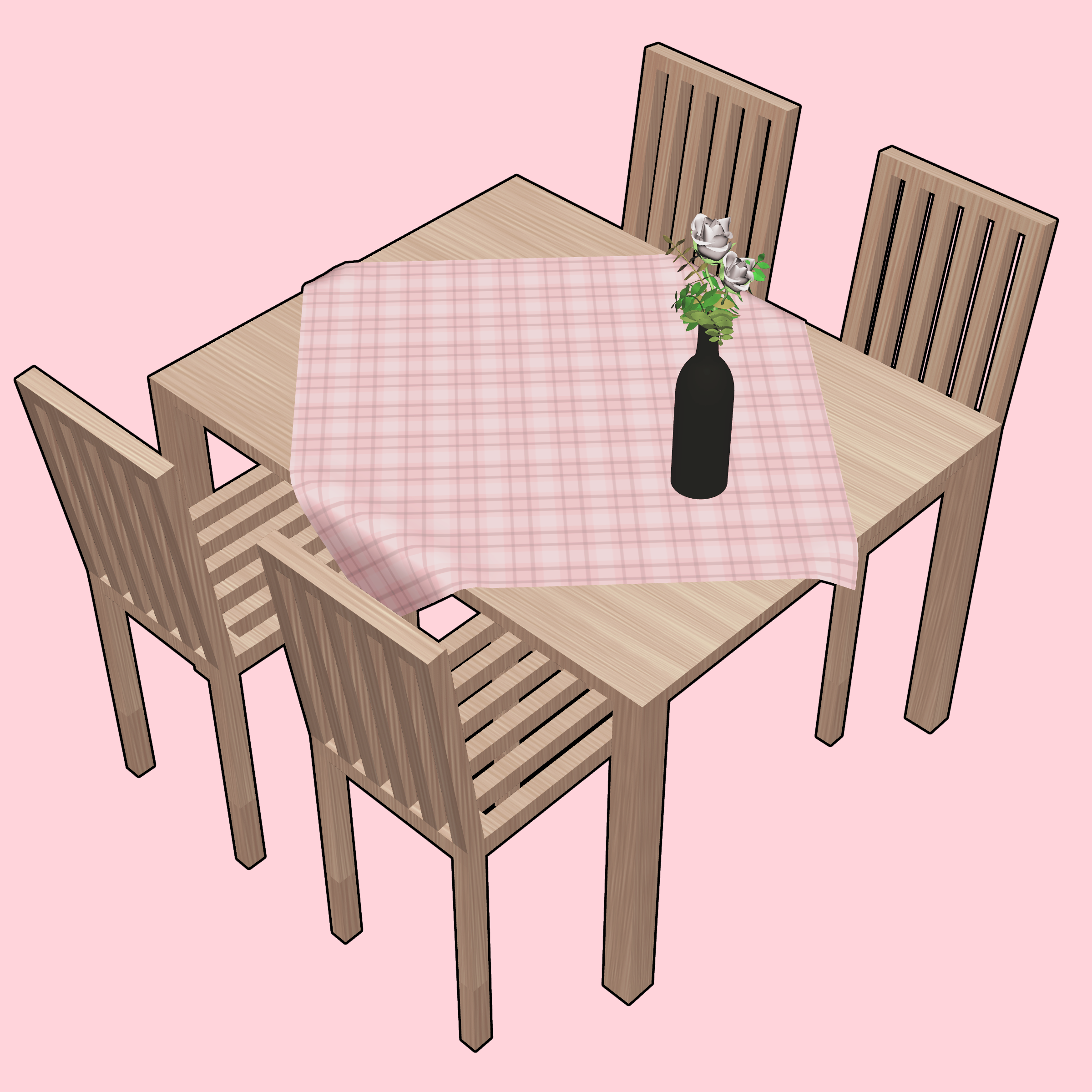 A vase of roses and a dining table - CLIP STUDIO ASSETS