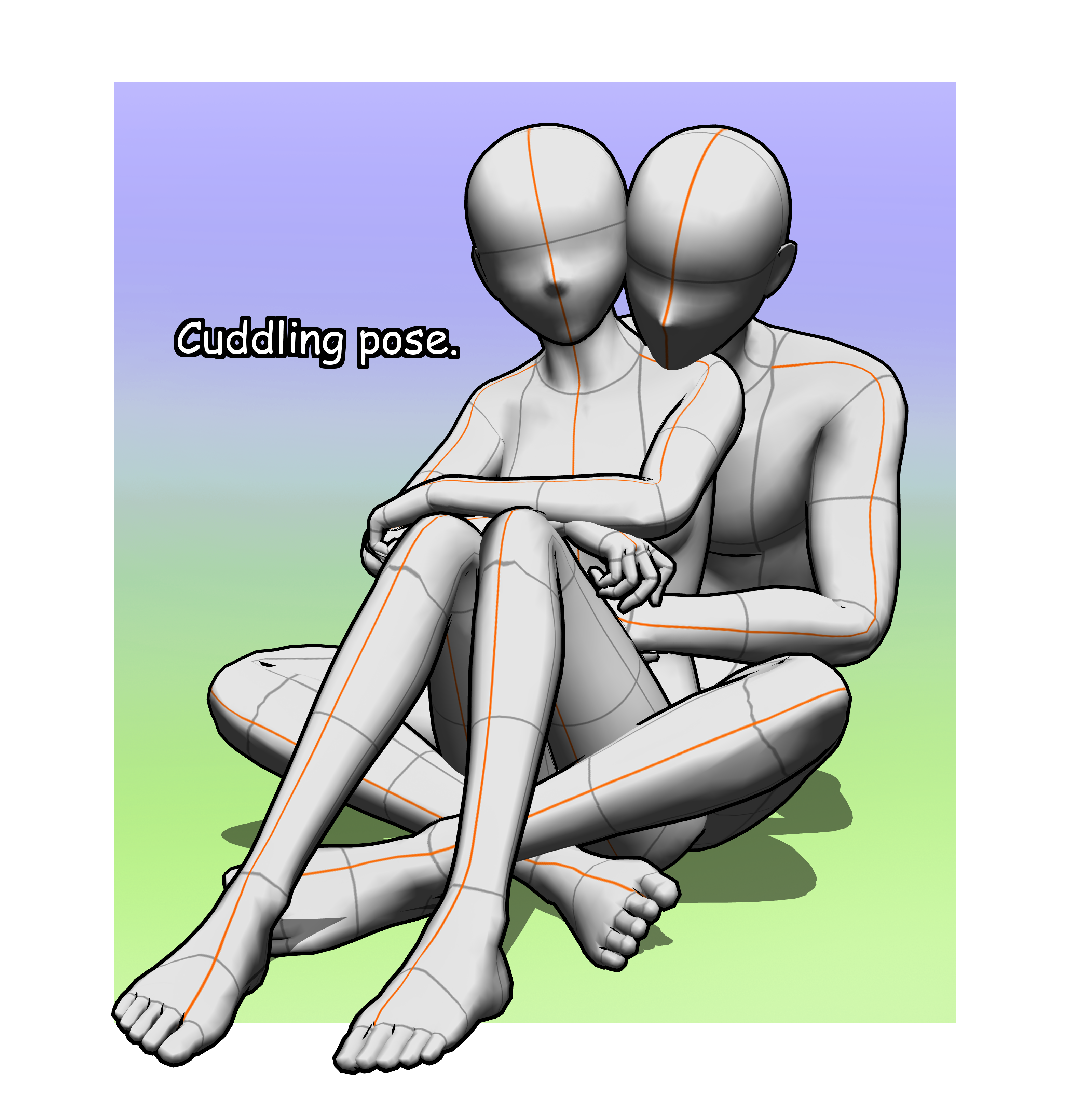 Cuddling pose - CLIP STUDIO ASSETS