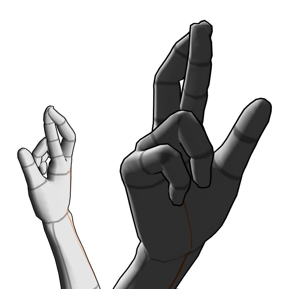 Hook your middle finger on your index finger - CLIP STUDIO ASSETS