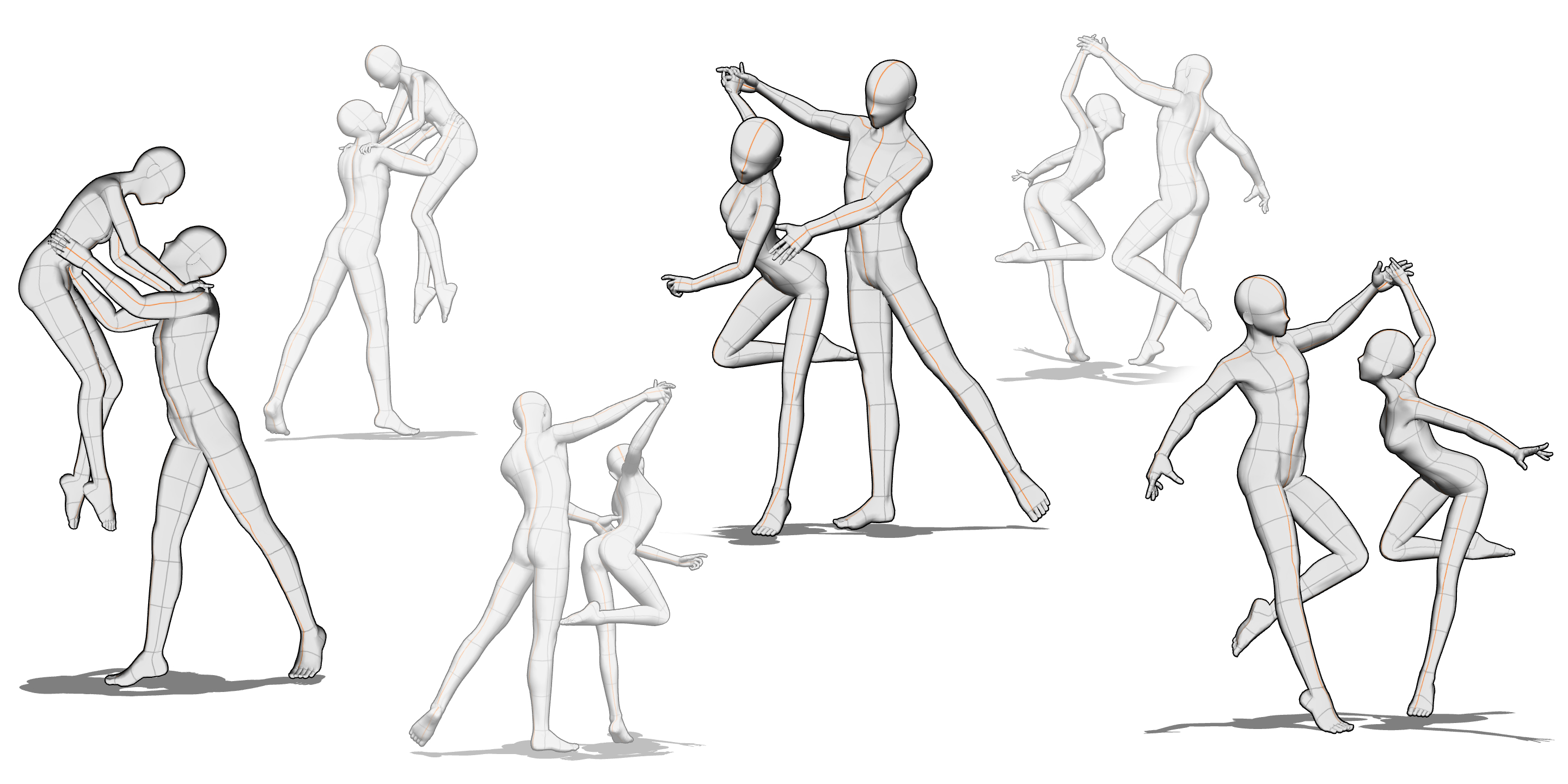 Poses de baile enérgicos en pareja [6] - Clip Studio Assets