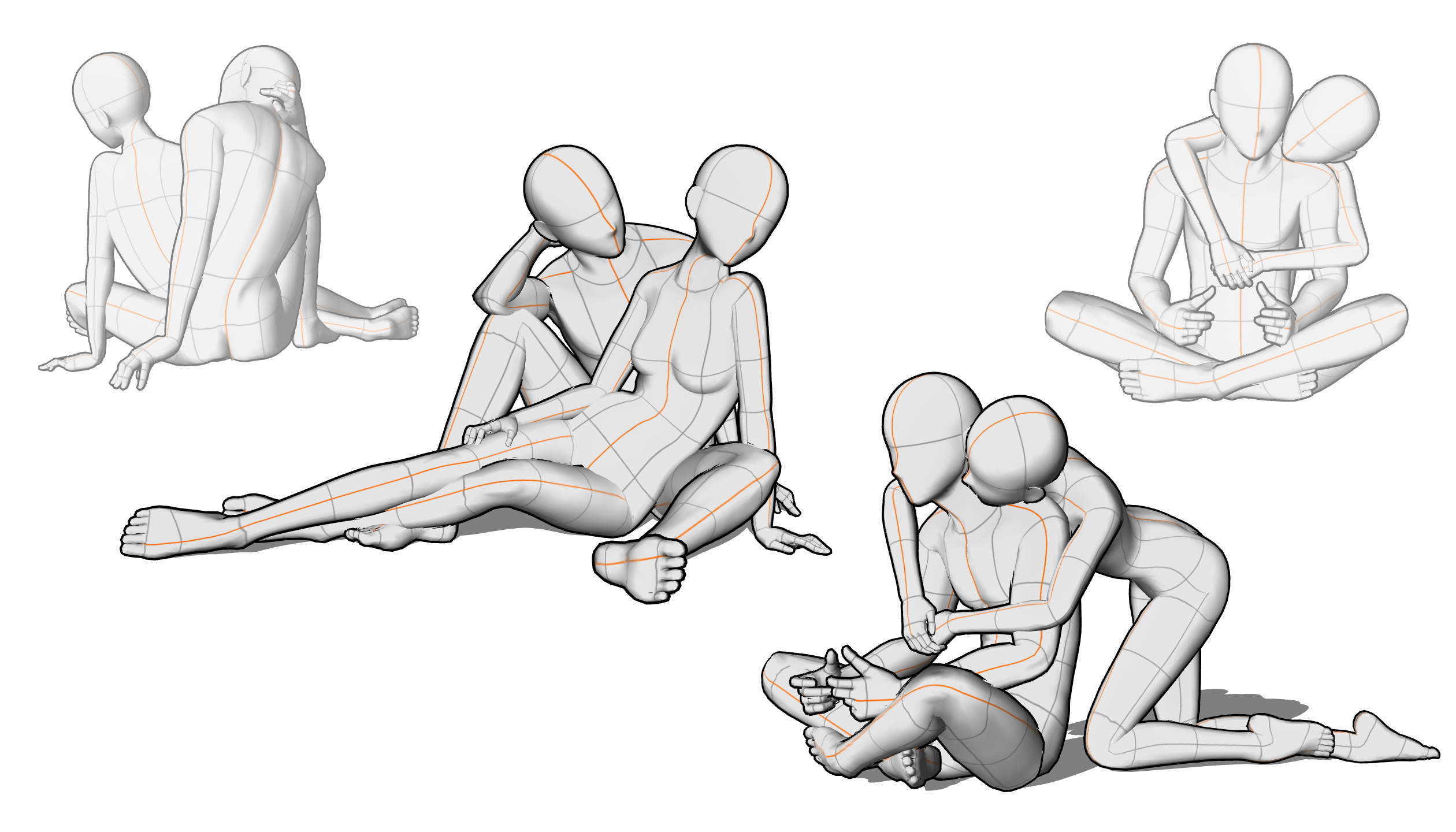 Poses de pareja descansando [6] - Clip Studio Assets