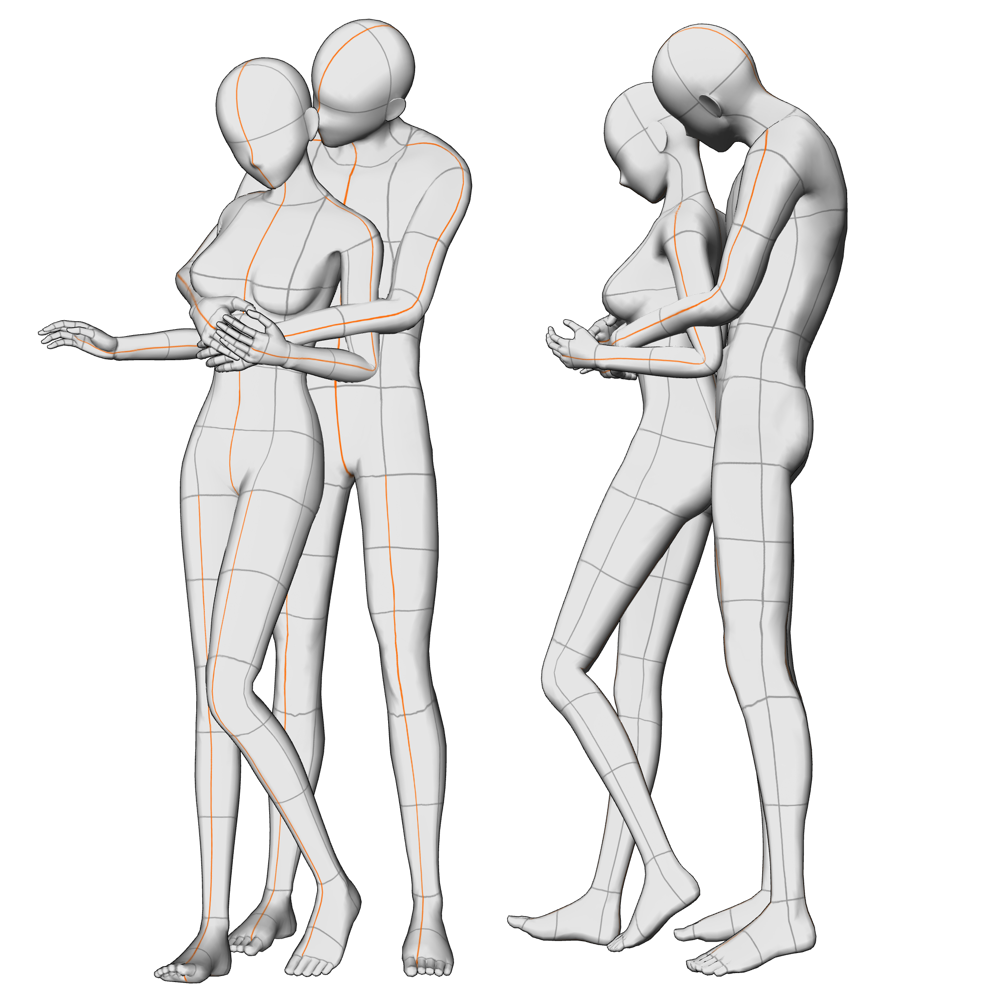 Abrazo de pareja 3D - Clip Studio Assets