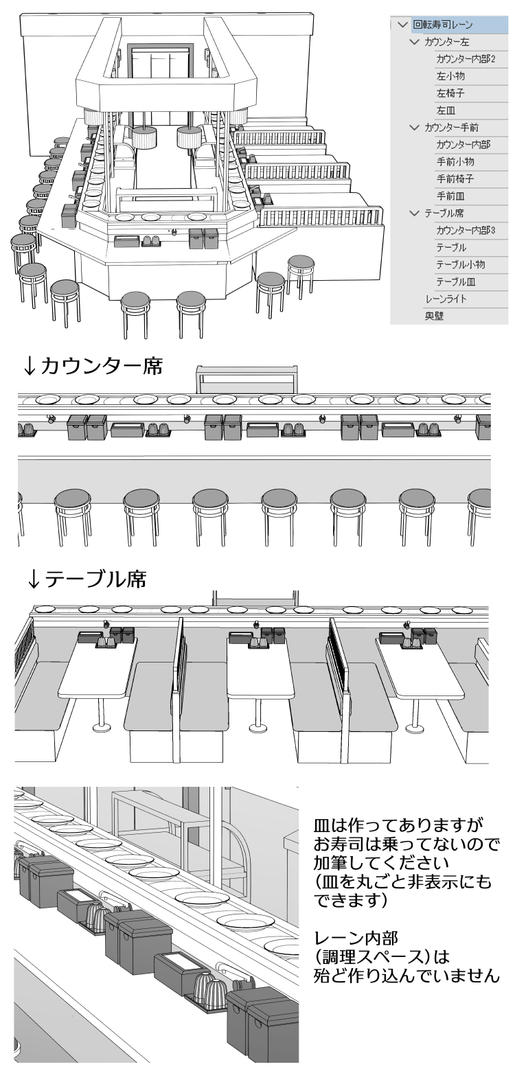 回転寿司レーン - CLIP STUDIO ASSETS