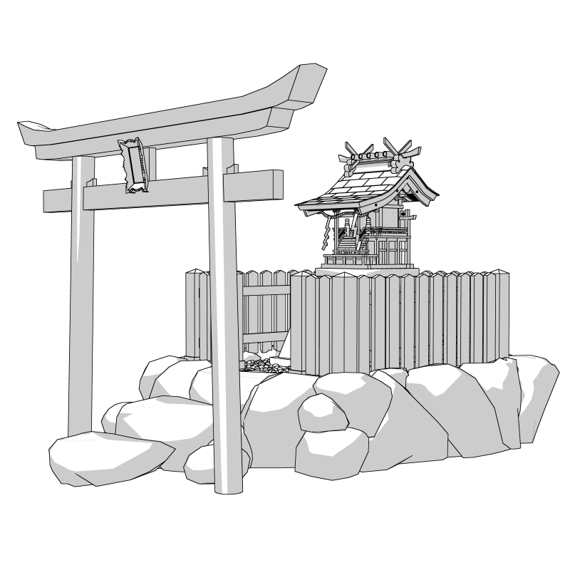 3D 祠 向拝宮セット - CLIP STUDIO ASSETS